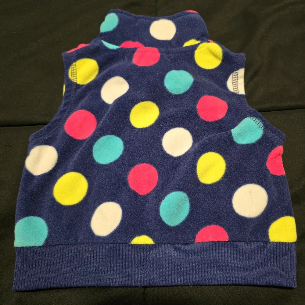 Carters Girls Fleece‎ Vests Set of 2 Floral Polkadot Infant Bundle Size 6 Months